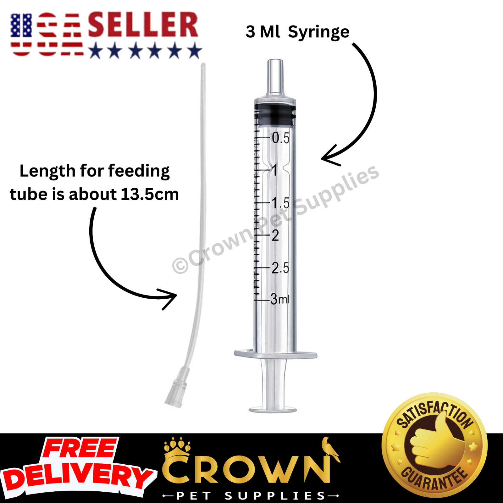 3ML Feeding Syringe Comes With Silicone Soft Feeding Tube For ALL Baby Birds