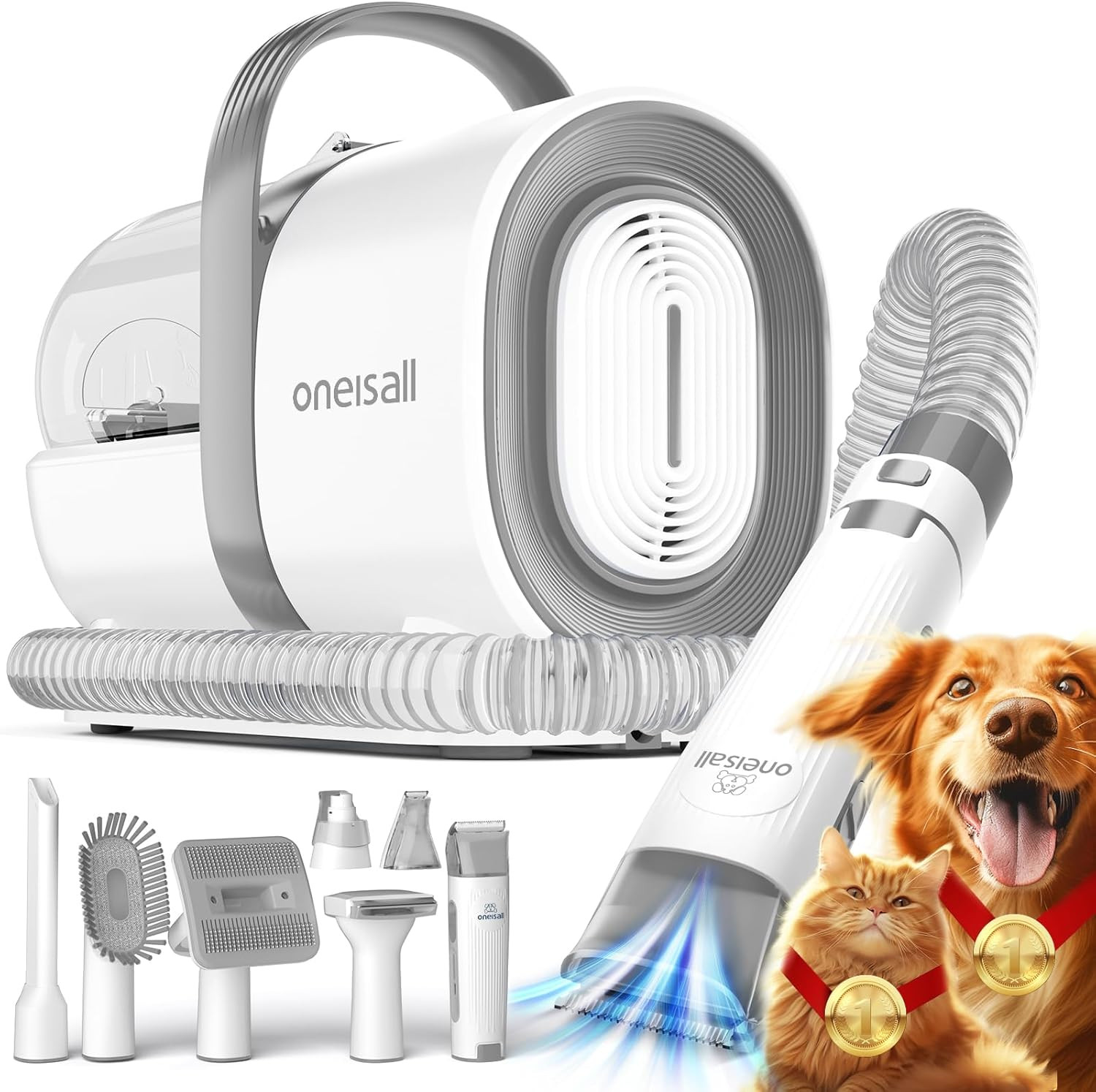 Dog Grooming Vacuum, Pet Grooming Vacuum with Clipper Nail Grinder, 1.5L Dust Cu