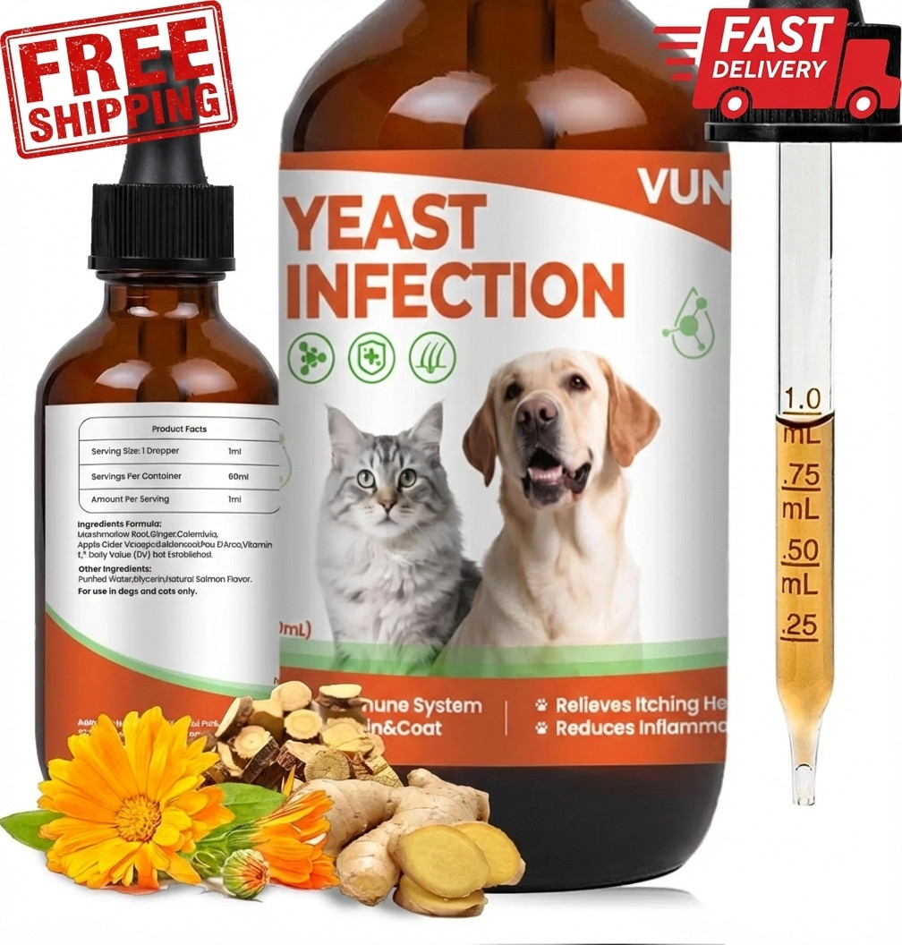 Yeast Infection Treatment for Dogs & Cats-Natural Fast Relief Drop for Itchy Ski