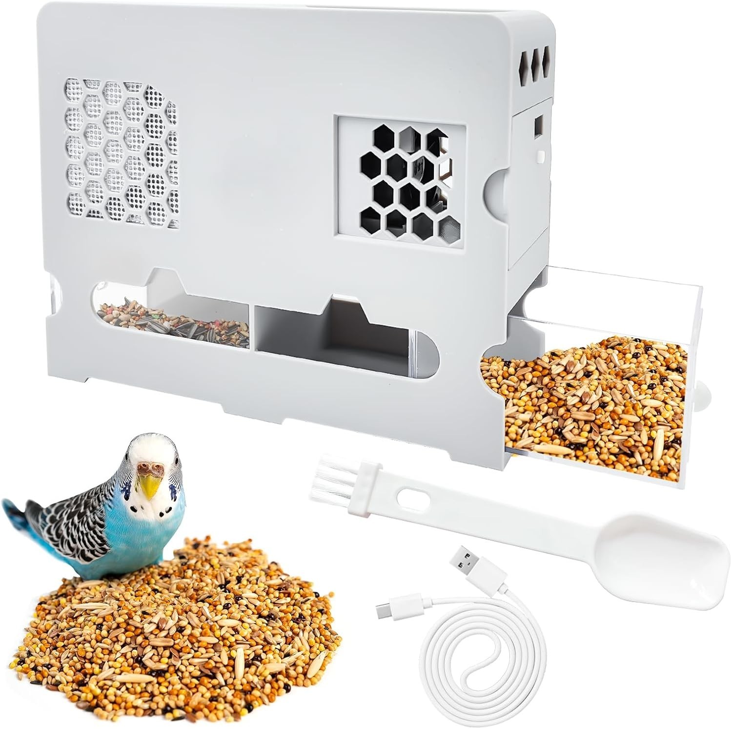 Automatic Bird Seed Sheller – No Assembly, Adjustable Speed, Rechargeable