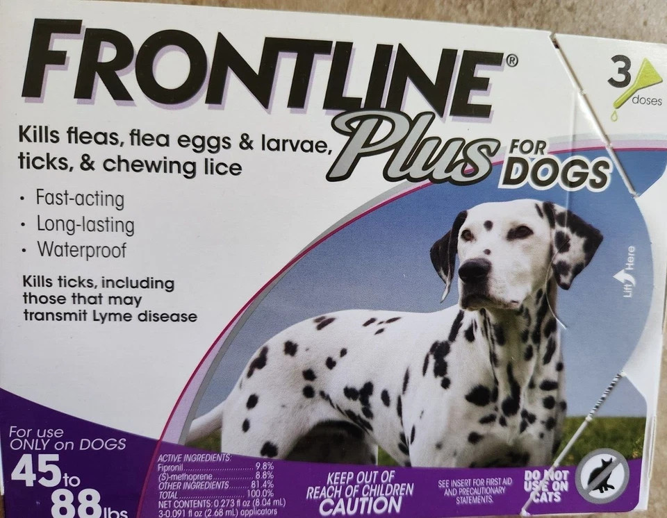 Frontline Plus for Large Dogs 45-88 lbs. 3 Doses – EPA Approved – Genuine!