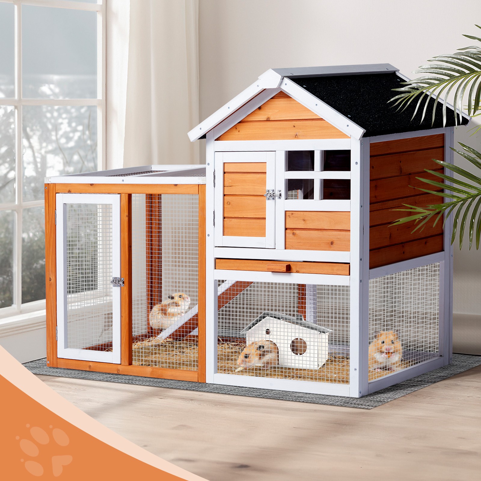 Outdoor Wooden Chicken Coop House Poultry Hutch Pet Cage w/ Nesting Box Backyard