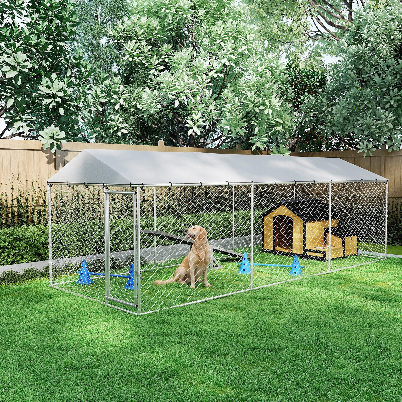 Dog Kennel Outdoor w/ Waterproof Roof