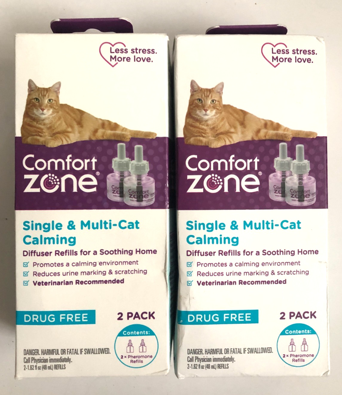 Comfort Zone Single & Multi-Cat Calming Diffuser Refills, 2 x 2 PACK
