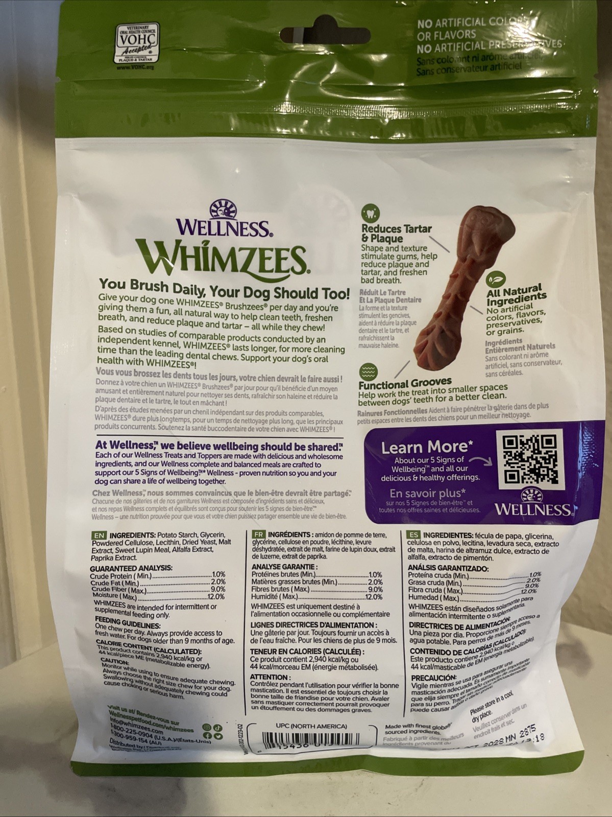 Whimzees Wellness Brushzees Natural Dog Dental 24 Count (Pack of 1), No Color