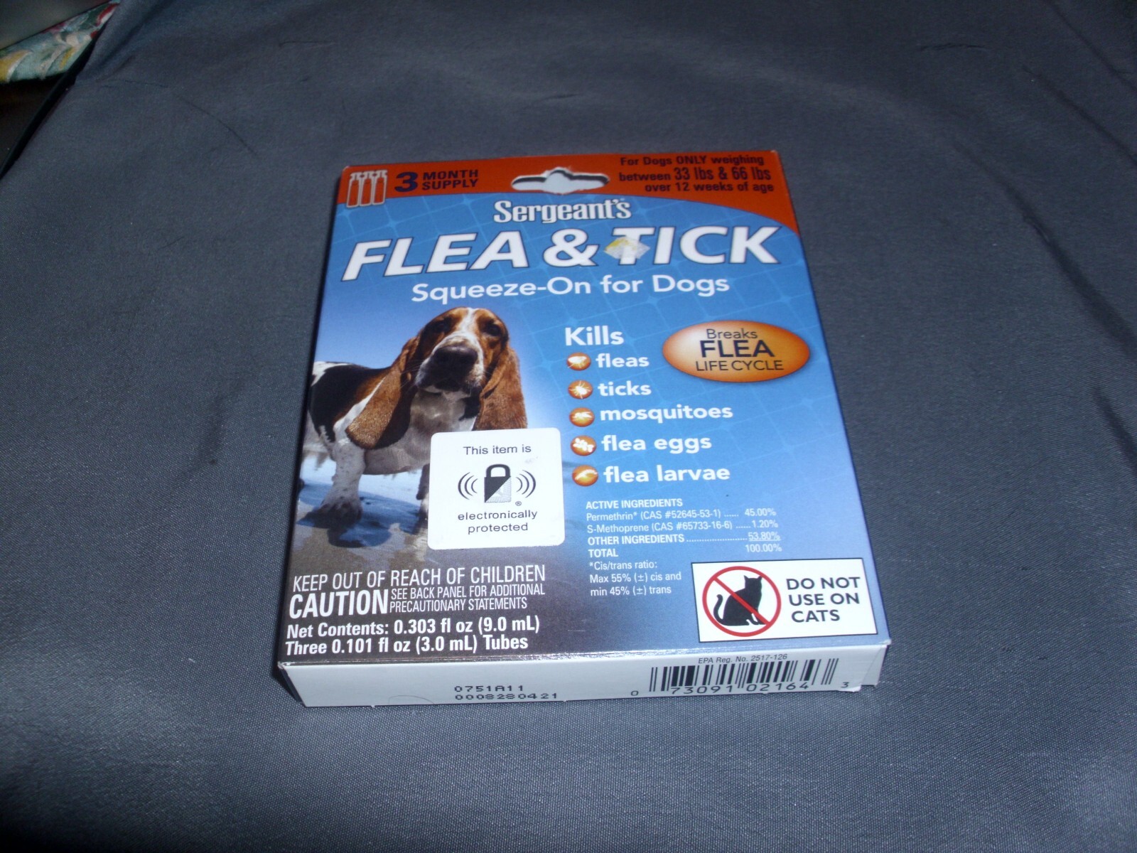 SERGEANT’S Dog FLEA & TICK 33 lb-66 lb SQUEEZE ON Over 12 Weeks 3 MONTH SUPPLY