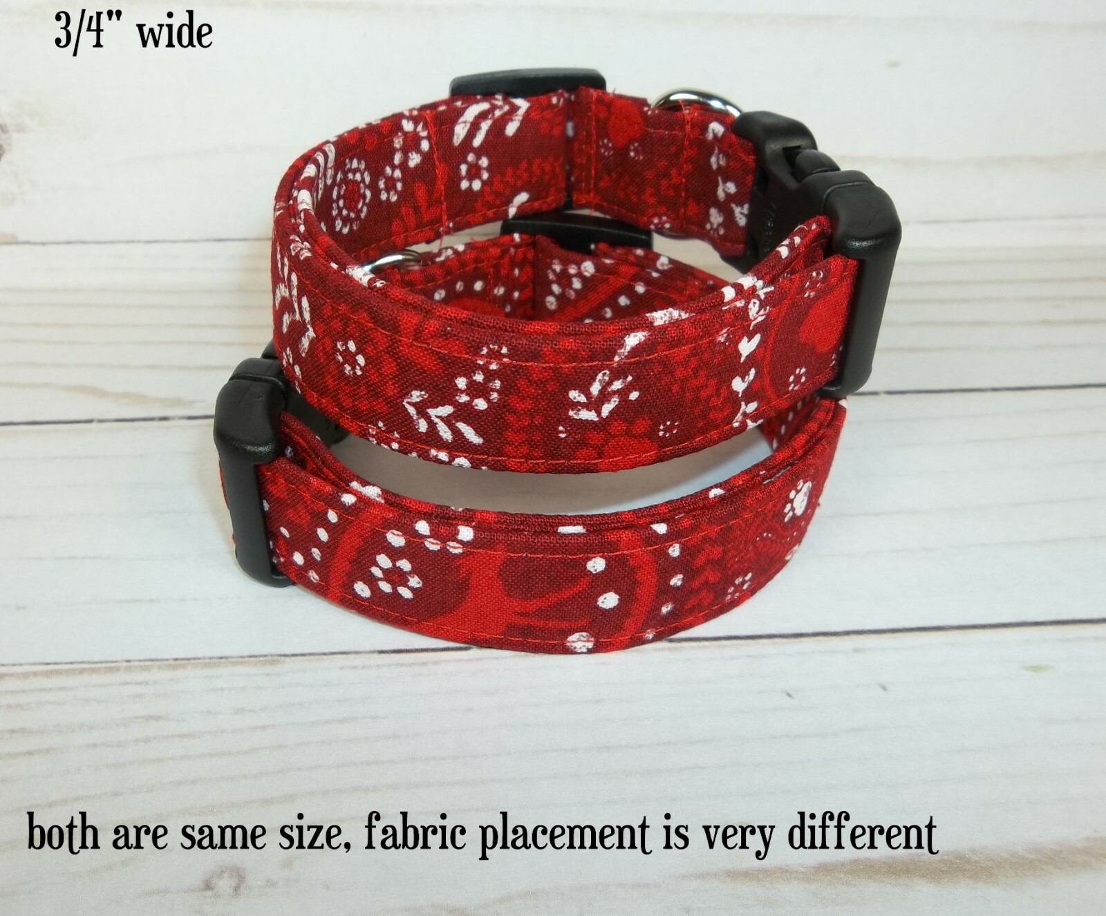 Red Paisley Bandana Dog Paws fabric Terri’s Dog Collar handmade adjustable