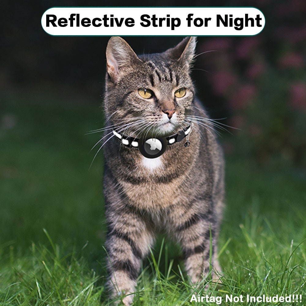 1/2 Pack Airtag Cat Dog Pet Collar Reflective Breakaway Safety Device with Bell