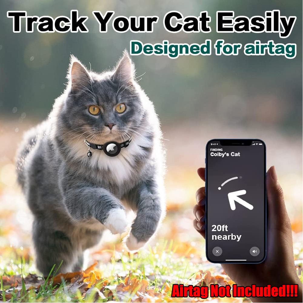 1/2 Pack Airtag Cat Dog Pet Collar Reflective Breakaway Safety Device with Bell