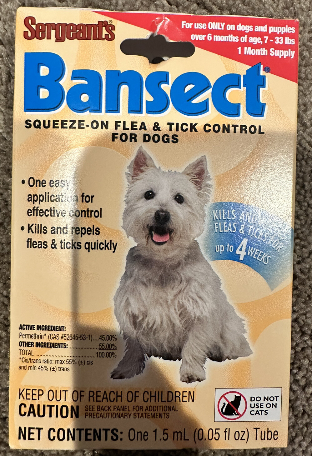 Sergeants Bansect ® Squeeze-On Flea & Tick Control Small Dogs 7-33 lbs