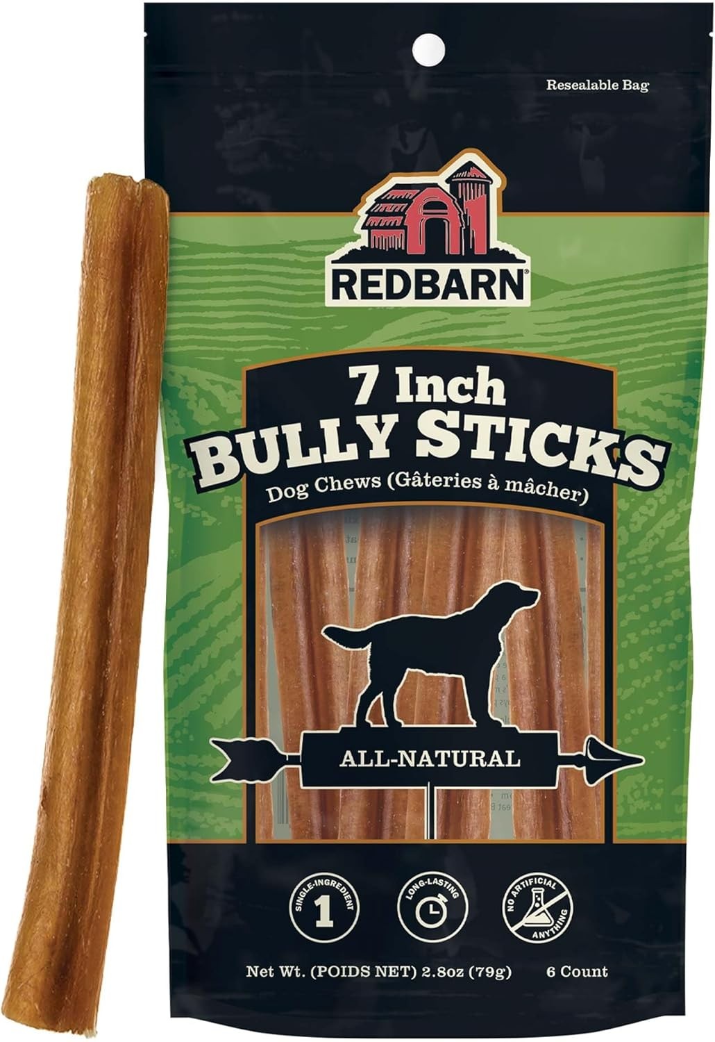 Redbarn Premium Bully Sticks for Dogs – 7 Inch, 6 Count – Long Lasting, Rawhi…