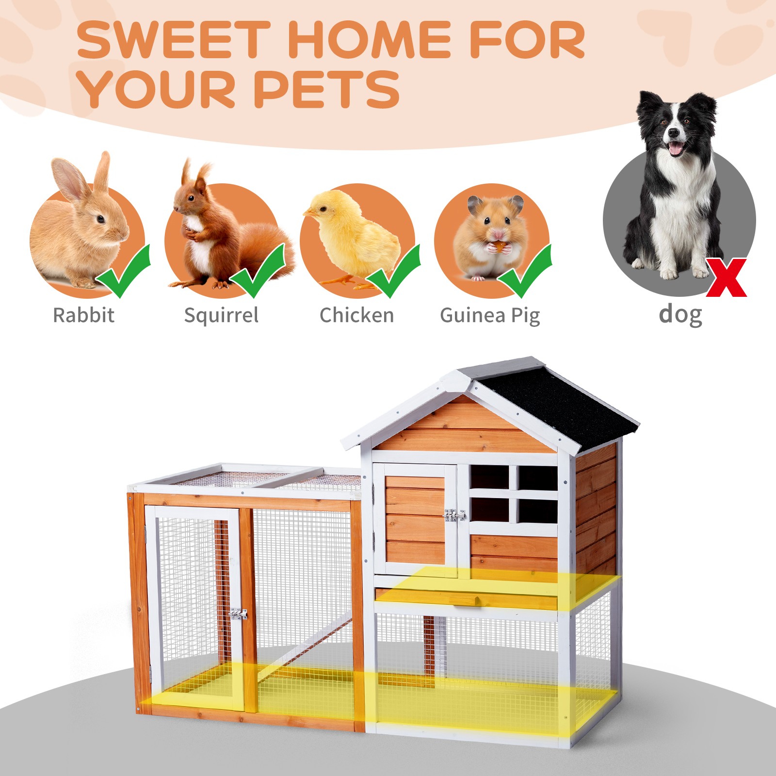 Outdoor Wooden Chicken Coop House Poultry Hutch Pet Cage w/ Nesting Box Backyard