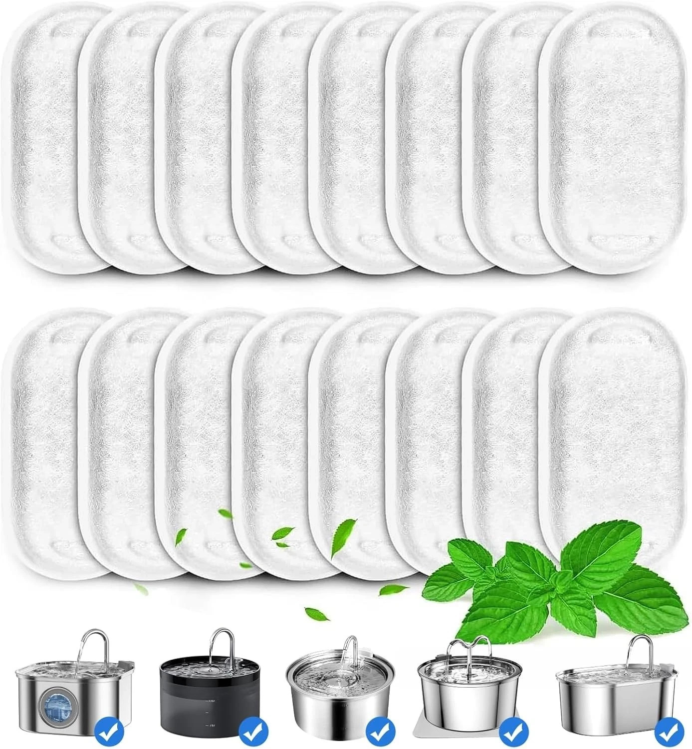 16 Sets Replacement Filters-Dog Water Fountain Filters for Large Dogs, Pet Wa…