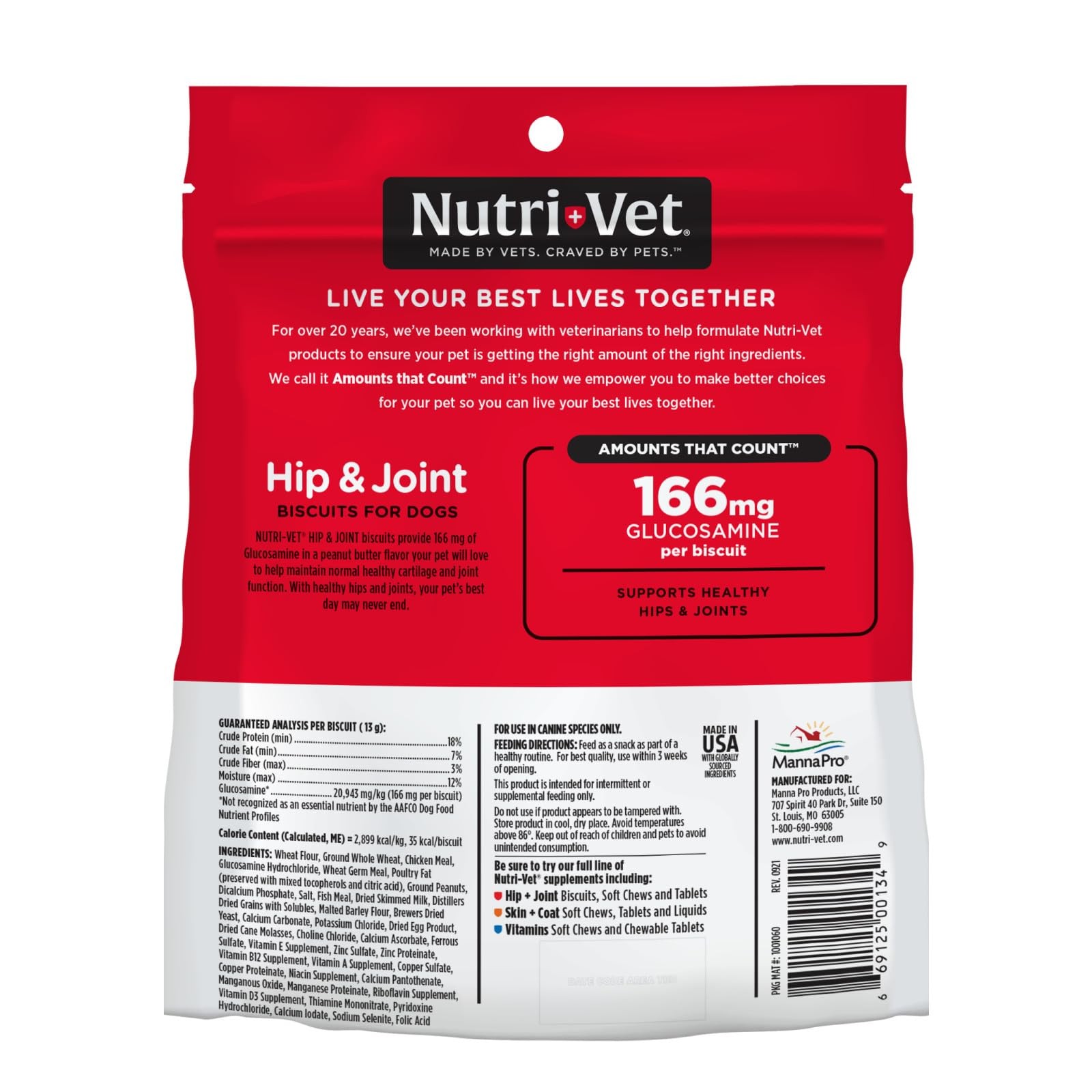 Nutri-Vet Hip & Joint Biscuits for Dogs | Tasty Dog Glucosamine Treat & Dog