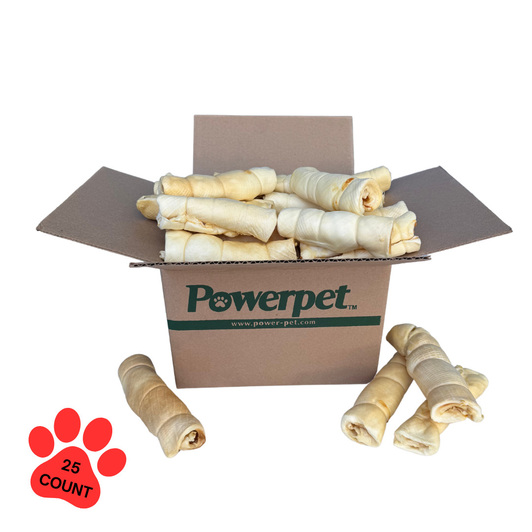 Powerpet: Beef Cheek Rolls 6-8″ BULK Natural Dog Chews- Improve Dental Hygiene