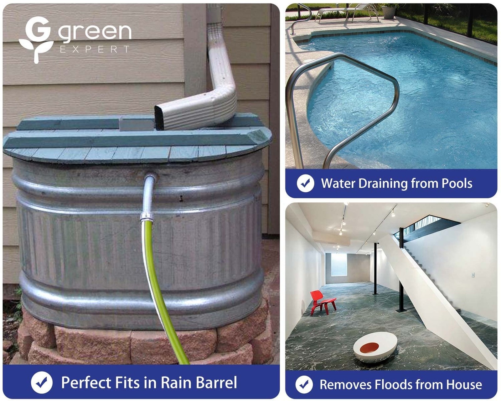 Green Expert 1/3HP Submersible Sump Pump with Water Sensor Switch, Low Water …
