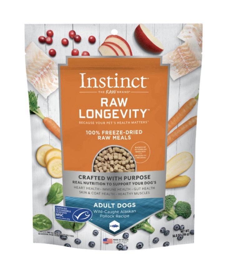 14oz Instinct Raw Longevity Wild Caught Pollock Freeze-Dried Adult Dog Food