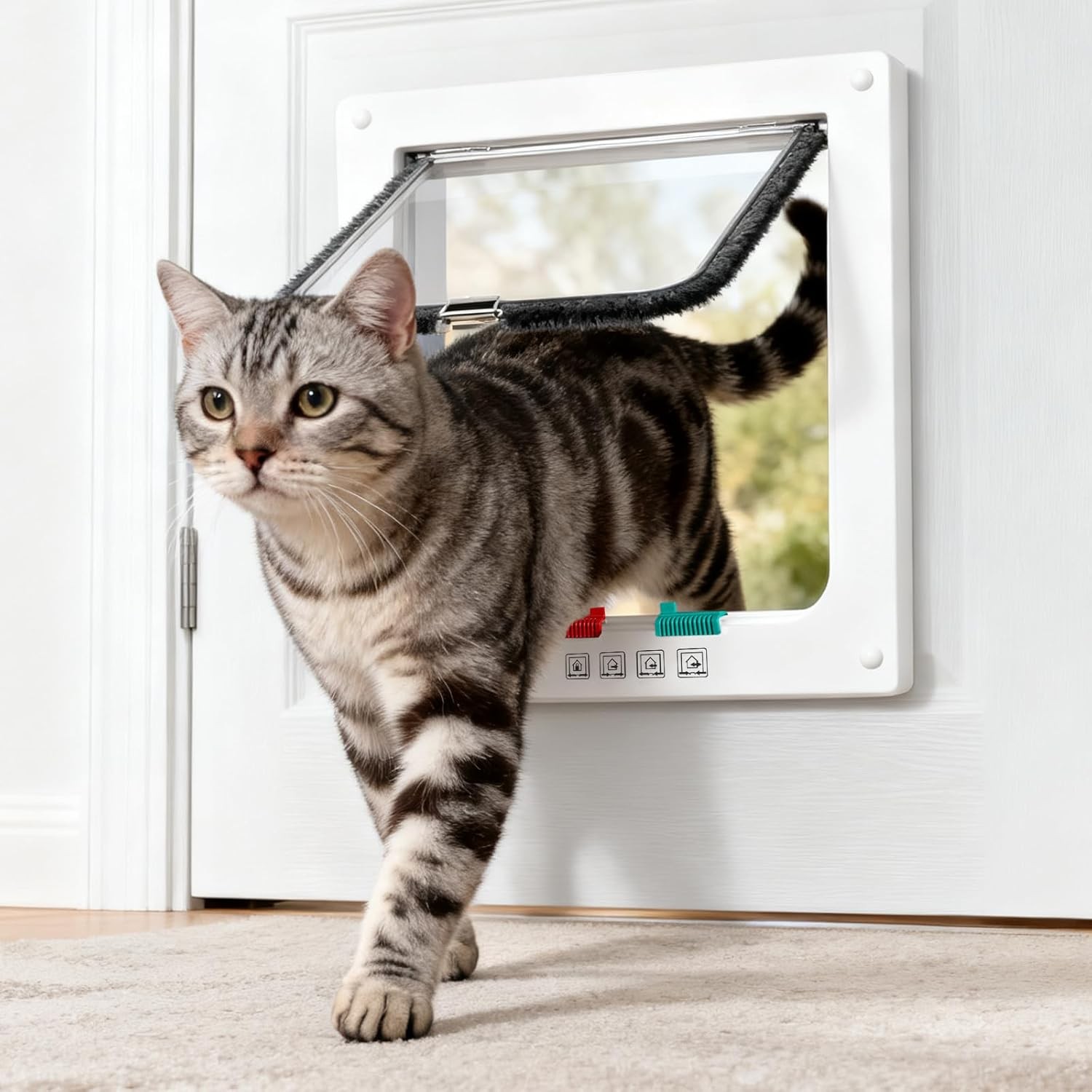 Aluminum Window Pet Door for Cats Small Dogs – Window Cat Door Insert Horizontal