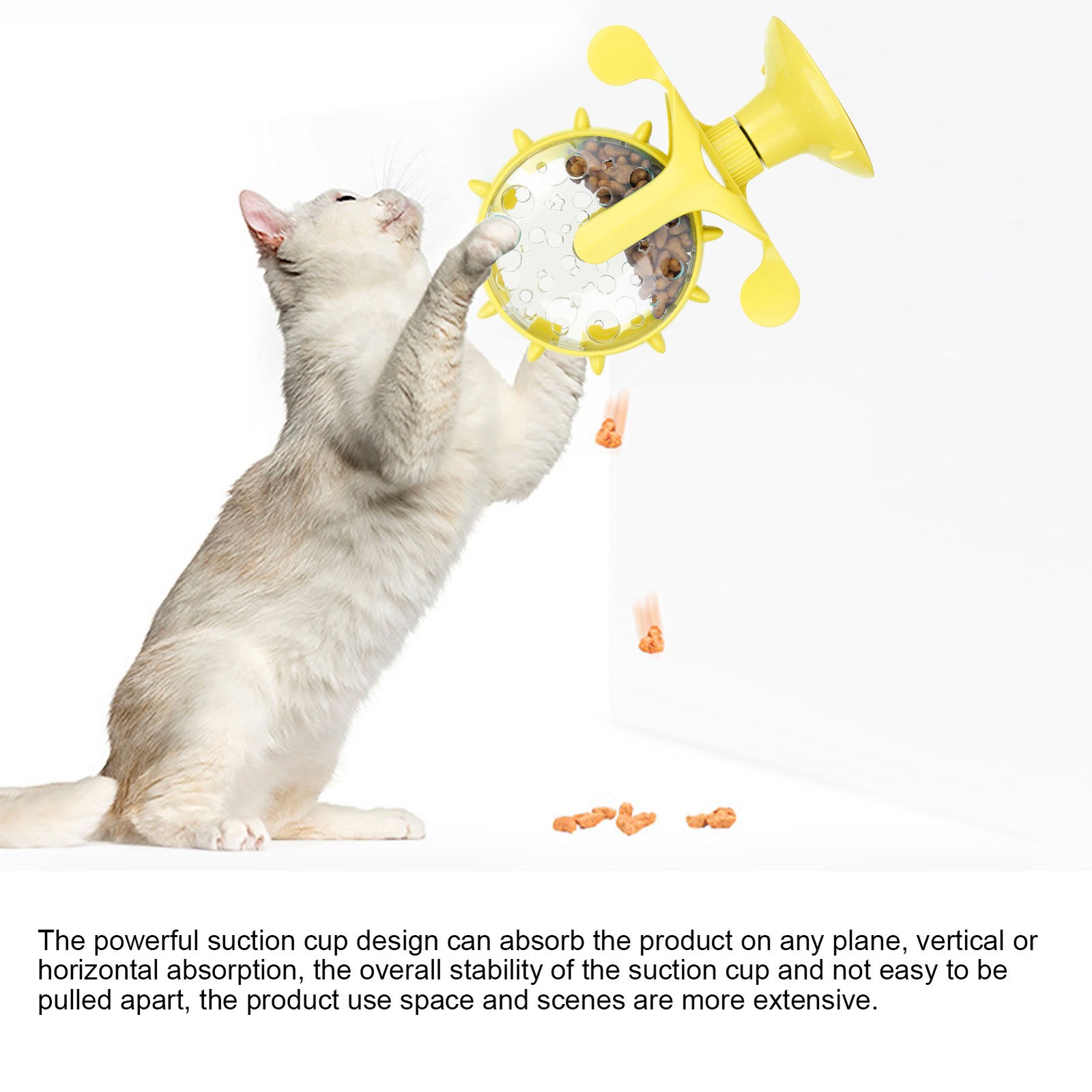 ABS Cat Treat Puzzle Toy Windmill Educational Interactive (Yellow)