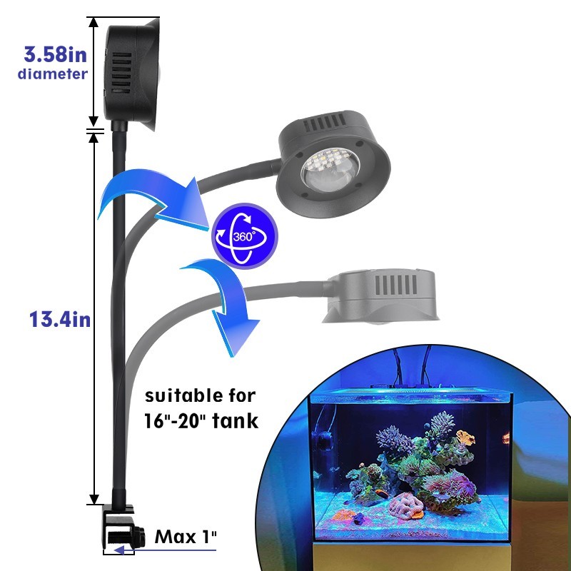 hygger LED Aquarium Light 36W Full Spectrum for Coral Reef Marine Fish Tank
