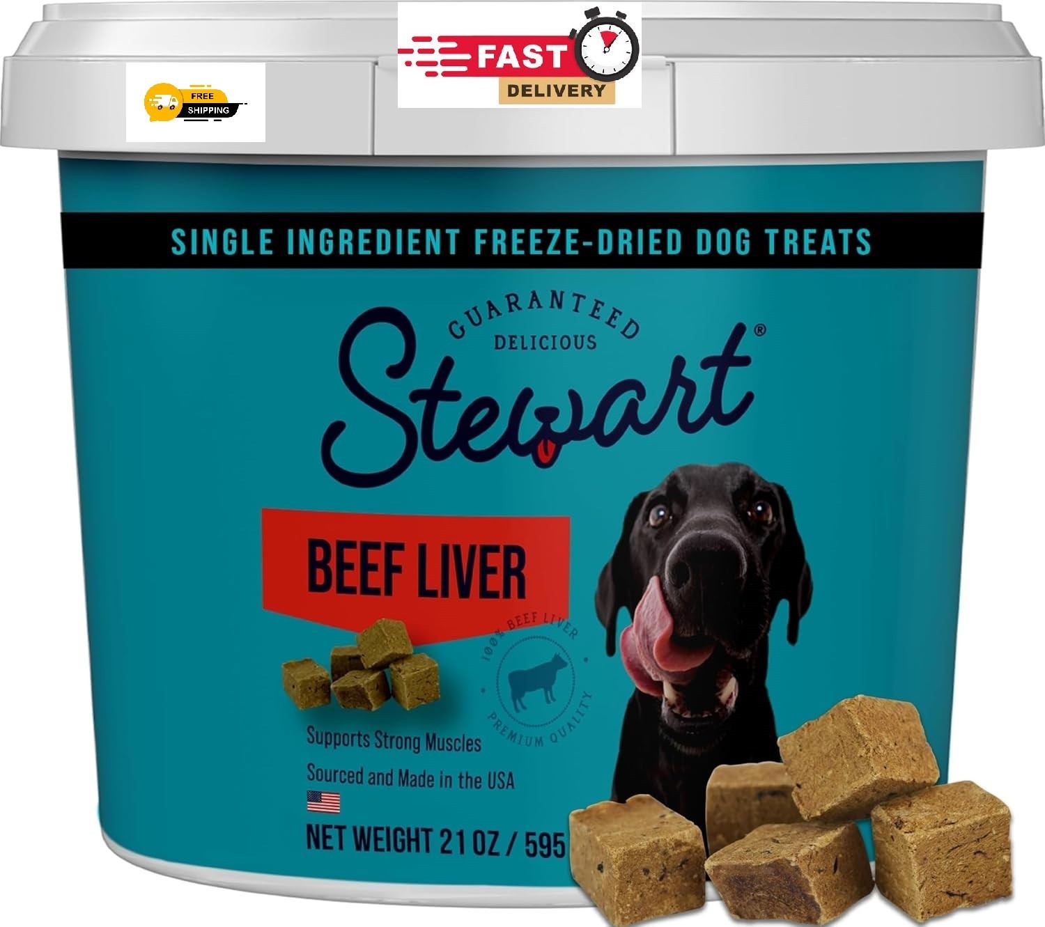 Stewart 100% Beef Liver Dog Treats, Freeze Dried, 21 oz, 475 Pieces High Protein