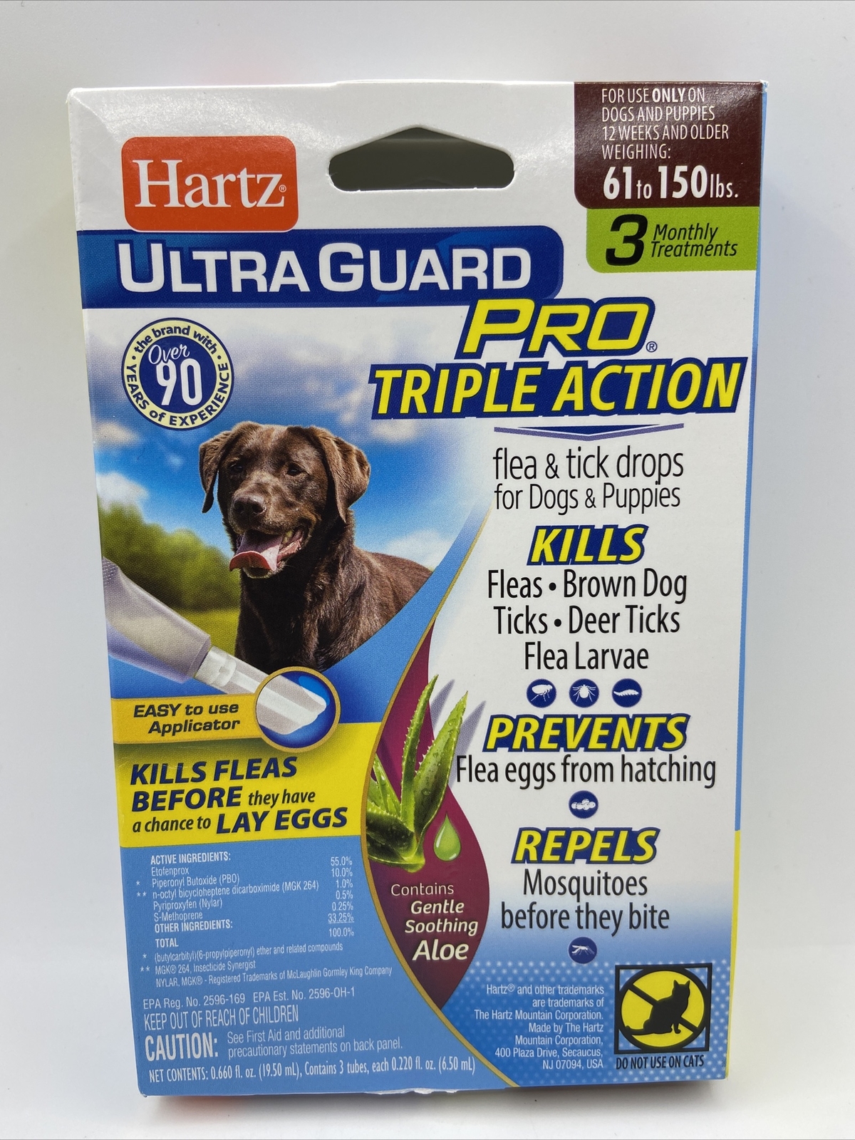 Hartz Ultra Guard Pro FLEA & TICK DROPS for Dogs & Puppies 61-150 LBS 3 Doses