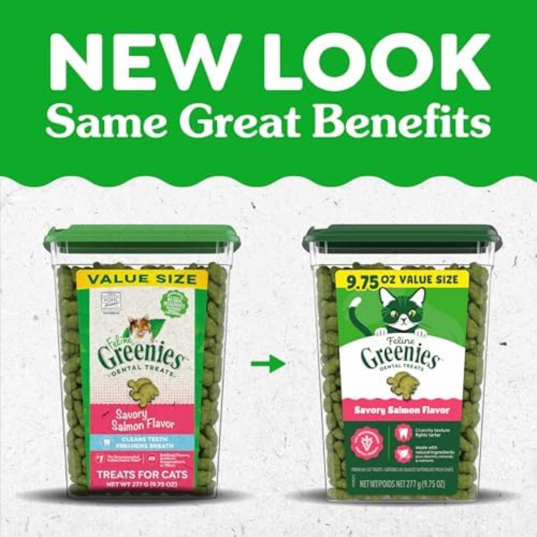 Greenies Natural Dental Cat Treats, Salmon Flavor, 9.75 Oz Tub, Vet Recommended