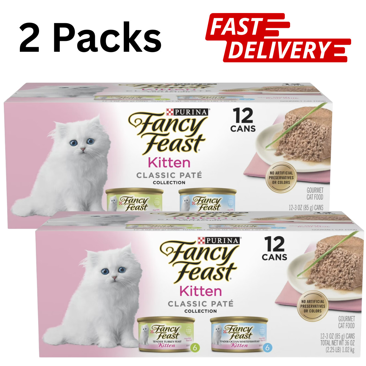 Purina Fancy Feast Classic Pate Kitten Food,Wet Cat Food,Salmon Primavera-2 Pack