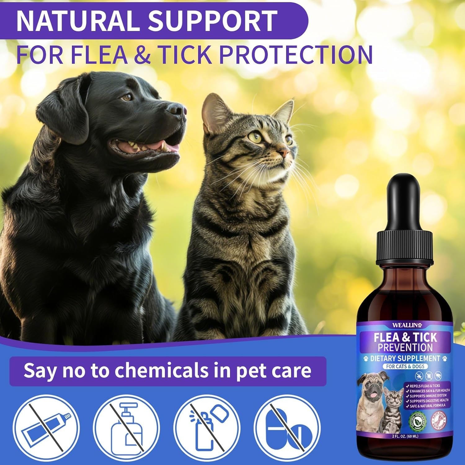 Flea and Tick Prevention for Cats and Dogs Natural Flea Treatment Support Drops