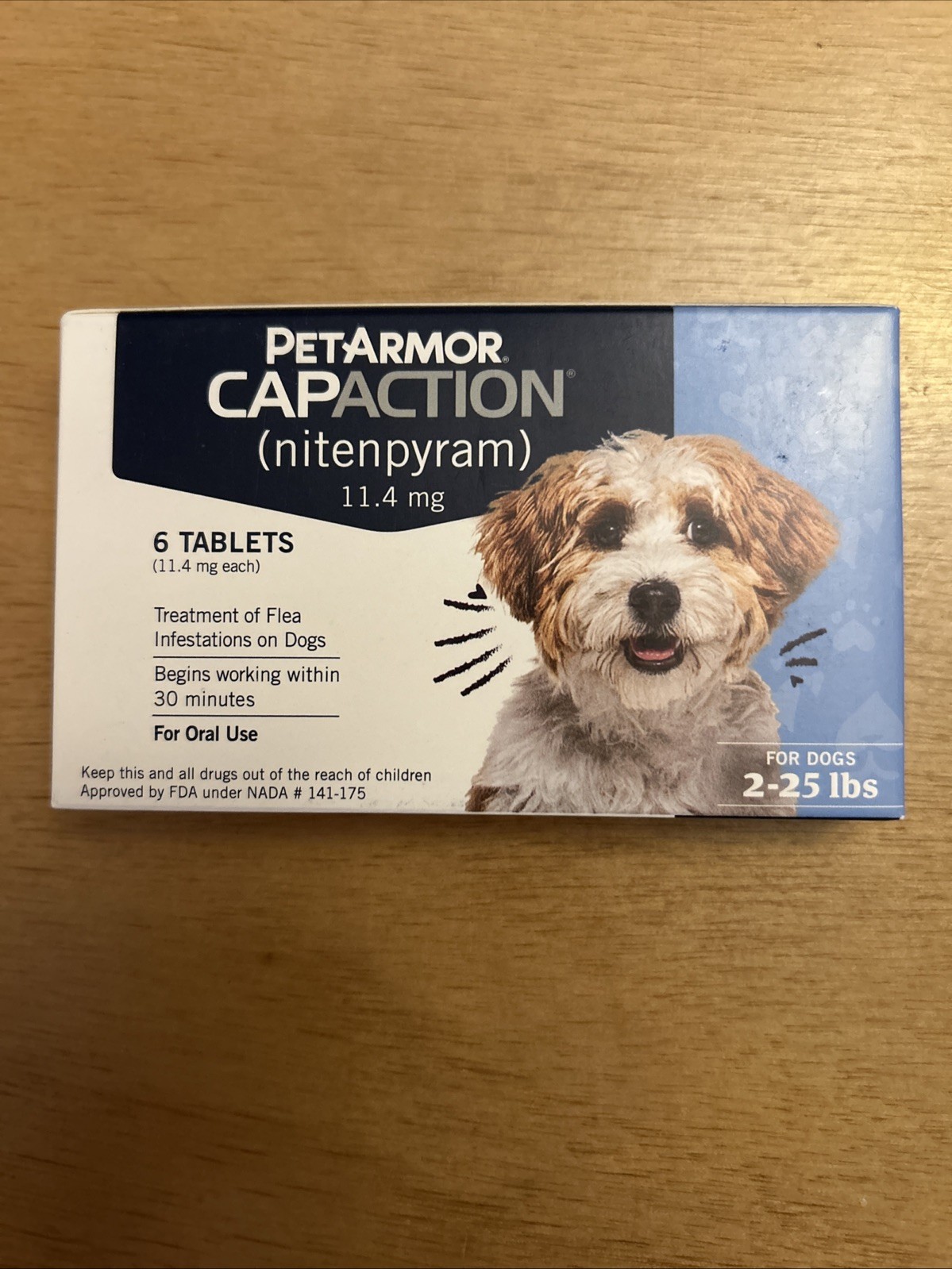 New 6 Count Tablets PetArmor Capaction Oral Flea Treatment for Dogs 2-25 lbs