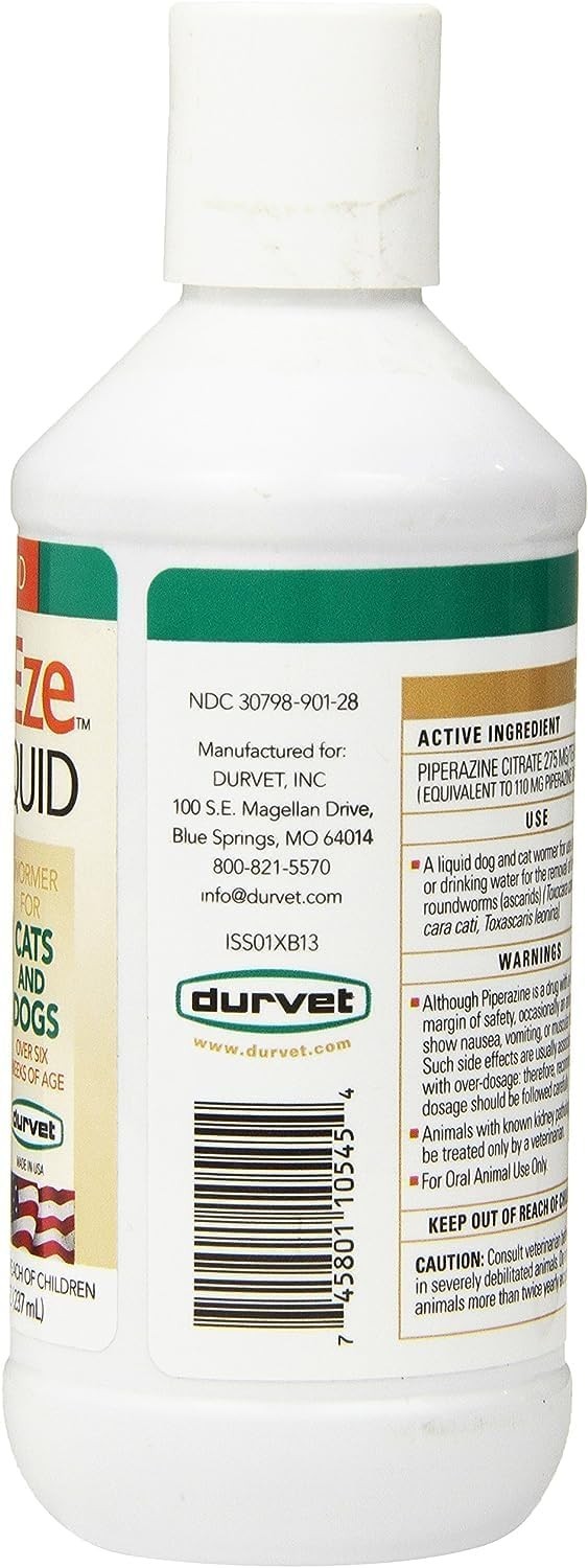 New Wormeze Liquid for Dogs and Cats, Wormer, worms, 8 Oz Bottle Pack of 2